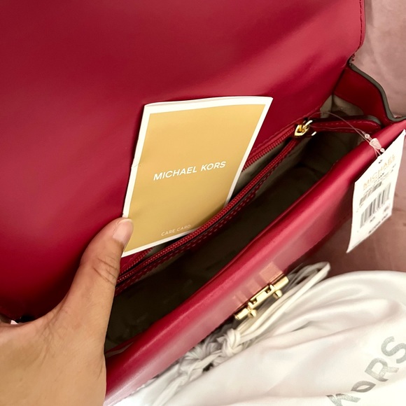 NWT Michael Kors Sloan Red/Wine Color Medium Top Handle Satchel with dust bag - Picture 10 of 15